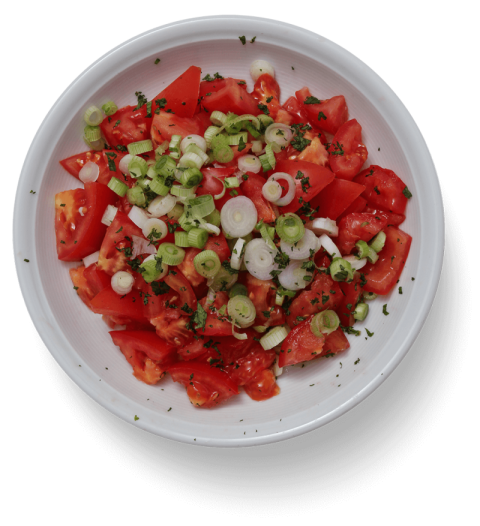 Tomato Salad In White Dish,Chopped Salad,HD Tomato Salad Photo Free Download PNG Image,Transparent Background