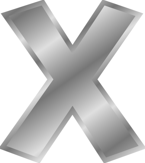 Silver X Letter PNG Image