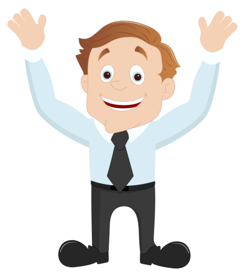 Cartoon Business Man Royalty Happy Character Hands Up with Transparent Background PNG Free Download