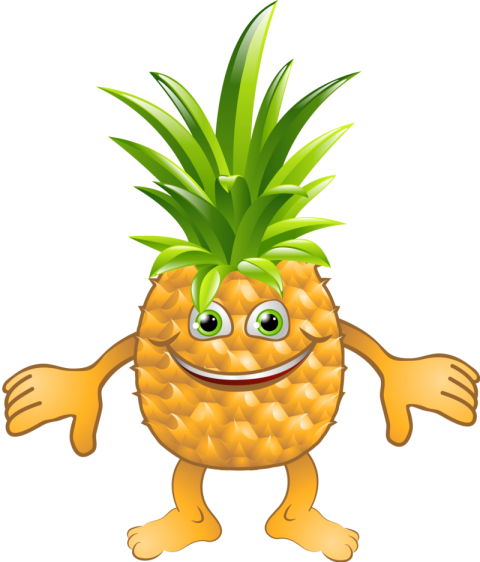 Vector SVG & PSD Pineapple Scalable Graphics, Yellow cartoon pineapple, cartoon Character, food, leaf PNG Icon FREE Download on Transparent