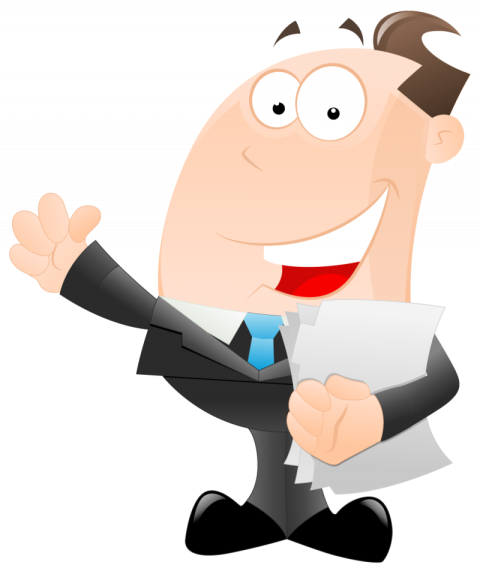Free Vector Cartoon Businessman Character , stock & illustration Happy Character - Transparent Background images