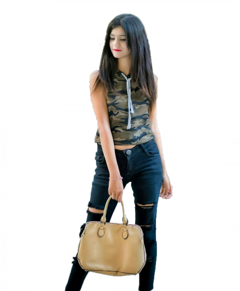 Stylish girl with hand bag free png