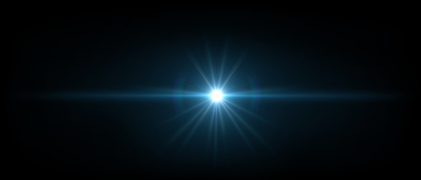 Blue light lens flare Transparent background