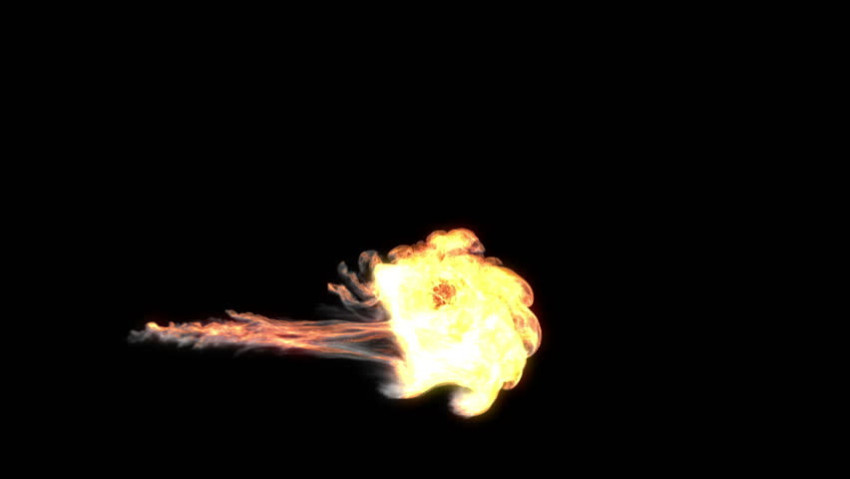 Realistic low Muzzle flash effect on black background