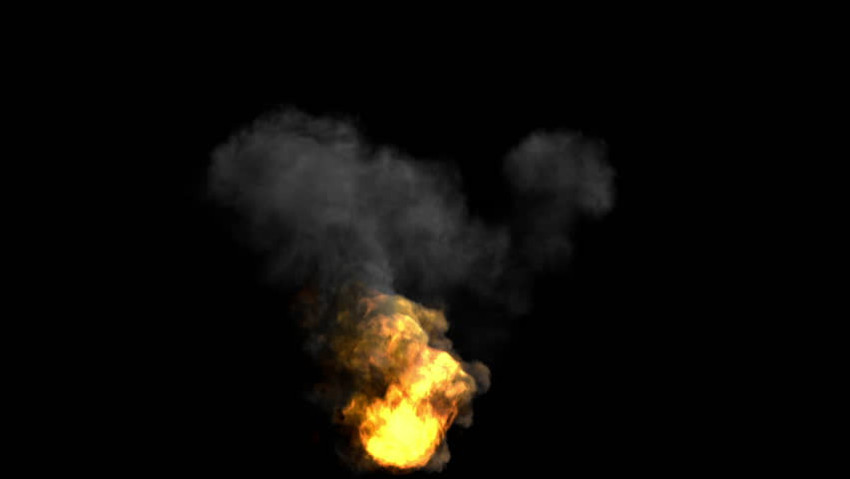 Small Realistic fireball with smoke on black background png free download