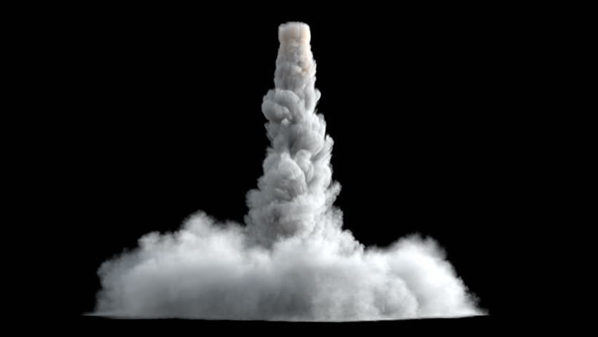 Rocket launch takeoff smoke effect and fire texture isolated on black background png free download