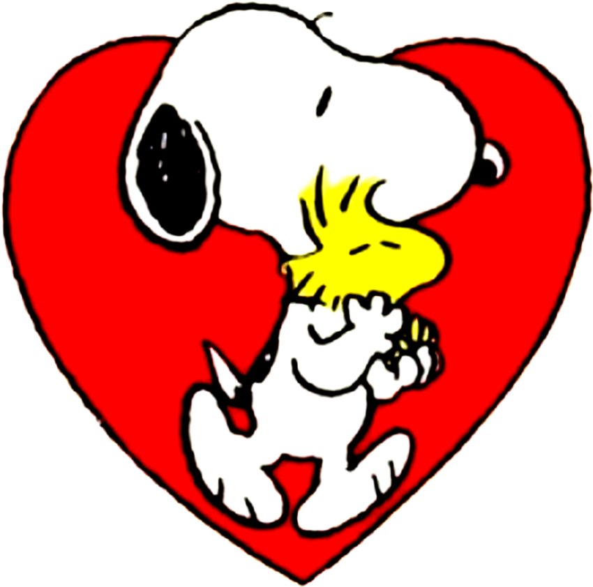 Snoopy With Wood Toy Inside Red Heart PNG Picture Free Download
