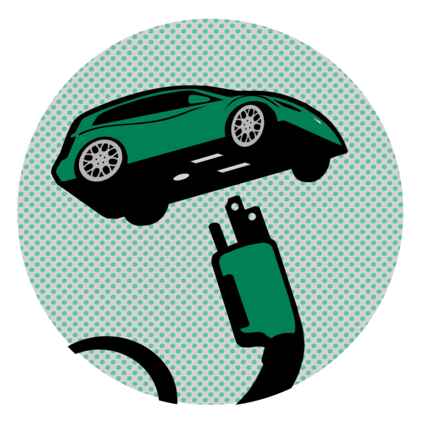 Circle Electric Car PNG Sticker Free Download