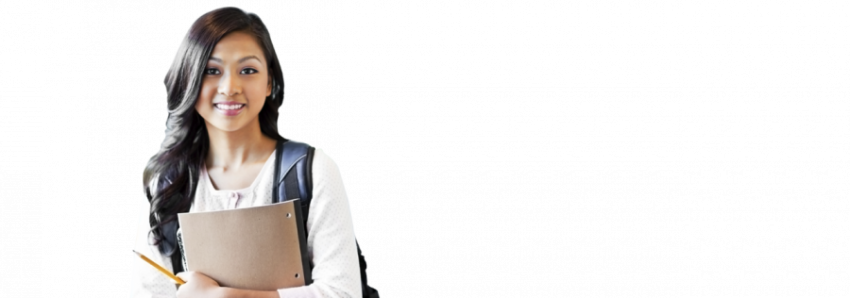 College girl hold books and pencil, black bag, white shirt free png