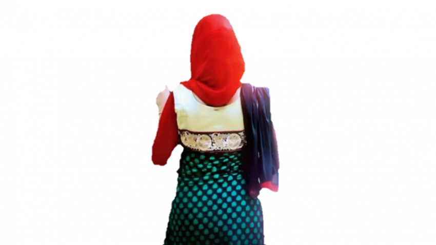 Hijab girl back side colourful dress free png
