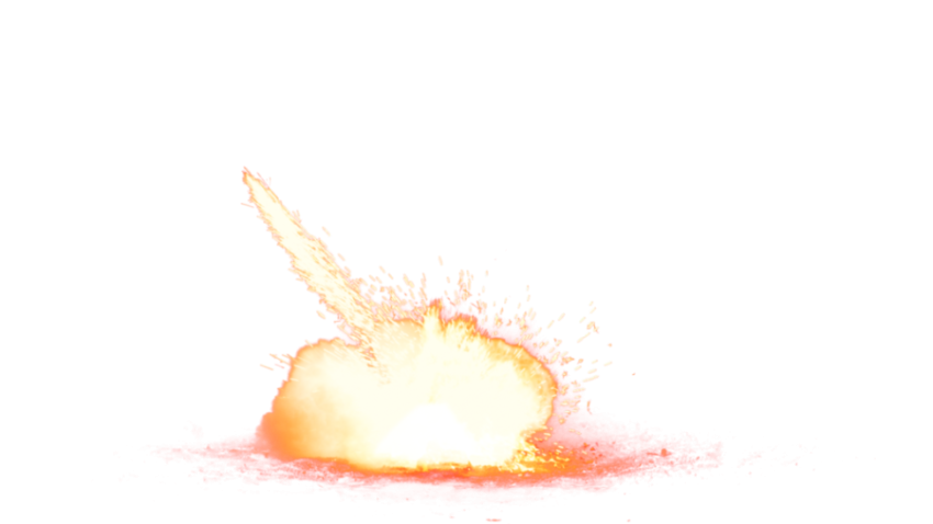 Fire explosion realistic set with isolated flashes of light with clouds of smoke on transparent background illustration