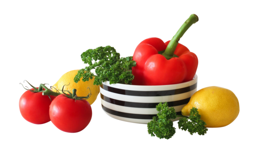 Red Bell Paper Coriander,Lemons And Tomatoes Vegetables At Inside And Outside Bowl,  HD Vegetables Photo Free Download PNG Image,Transparent Background