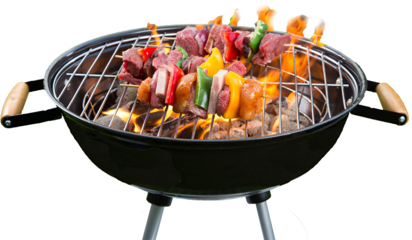 Barbecue on Fire PNG Image with White Background