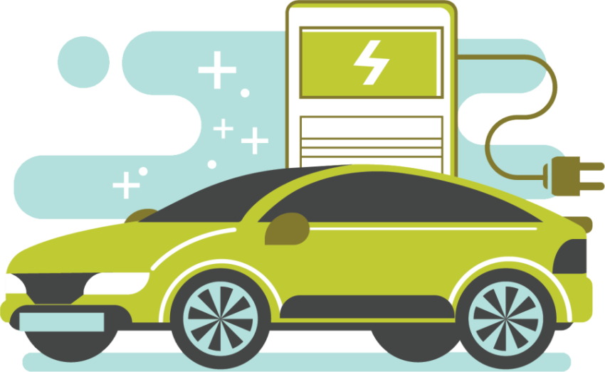 Illustration Electric Car PNG Drawing Free Download
