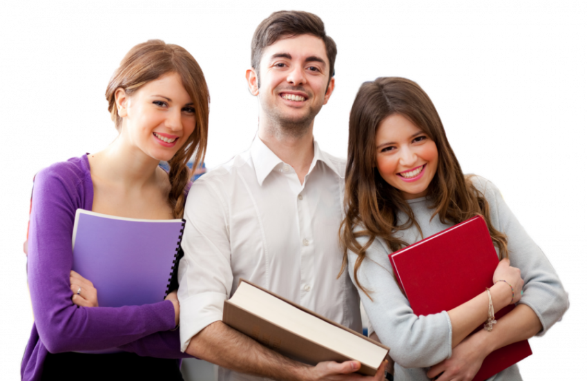 3 College Student's happy life in college with books free png