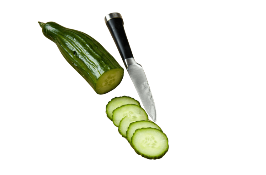 Cucumber Cutting With Knife Into Five Slices,Cucumber Salad,HD Cucumber Photo Free Download PNG Image,Transparent Background