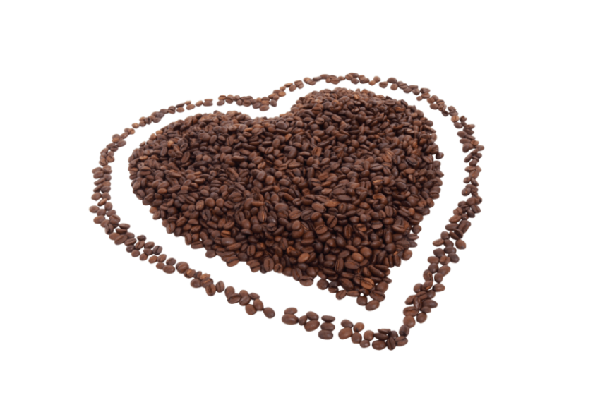 Double Love Shape Made With Coffee Beans, HD Love Photo Free Download PNG Image,Transparent Background