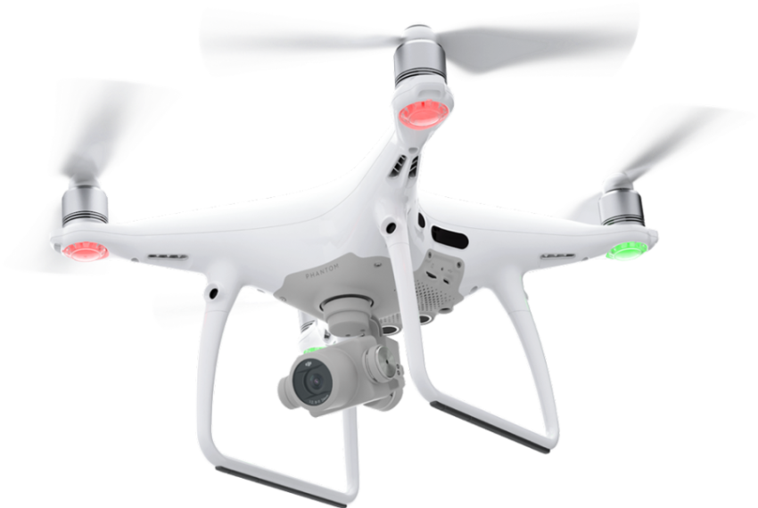 Flying White quadcopter drone Cutout PNG Isolated on a transparent background