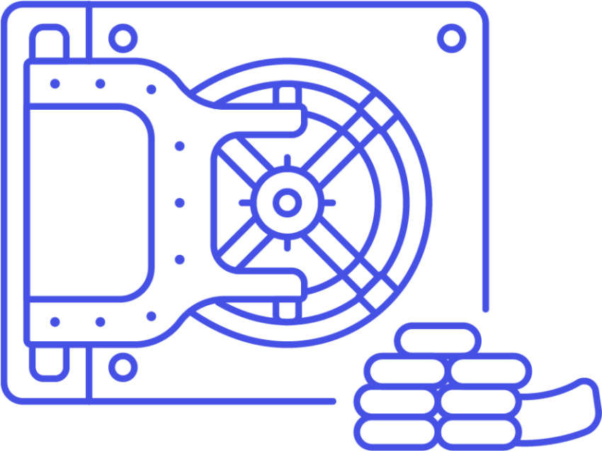 Vector Bank Vault PNG Blue outline Free Download