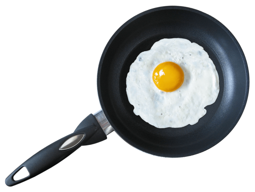 Fried Egg In Non Stick Pan With Egg White And Yolk ,Chicken Egg,HD Food Photo Free Download PNG Image,Transparent Background
