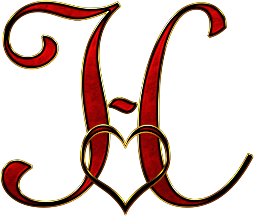 Fancy H Letter of Heart PNG image