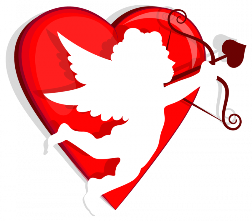 Happy Valentine Day , Cute Funny Cupid Angel with Brow & Love Arrow , Transparent Heart Cute Cupids PNG image