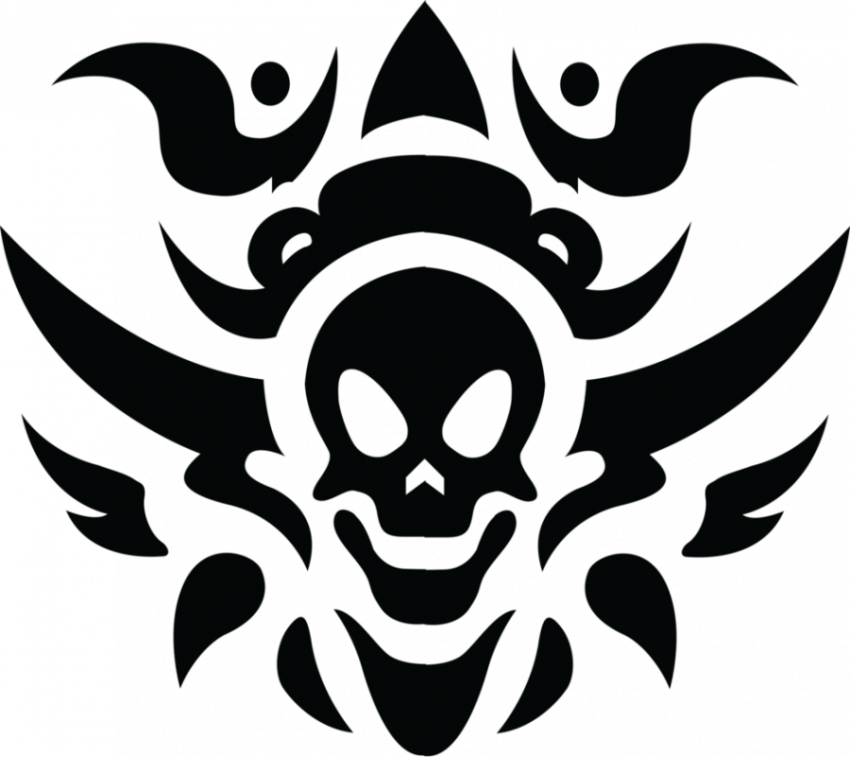 Skull face tattoo black vector graphics design