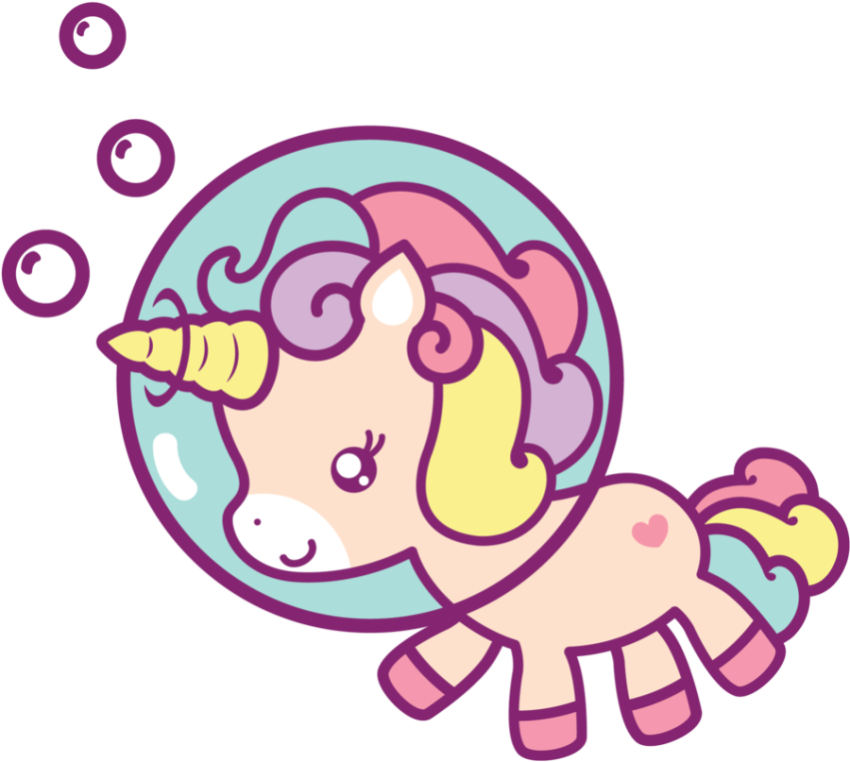 Kawaii Unicorn PNG Cartoon Sticker On Free Background