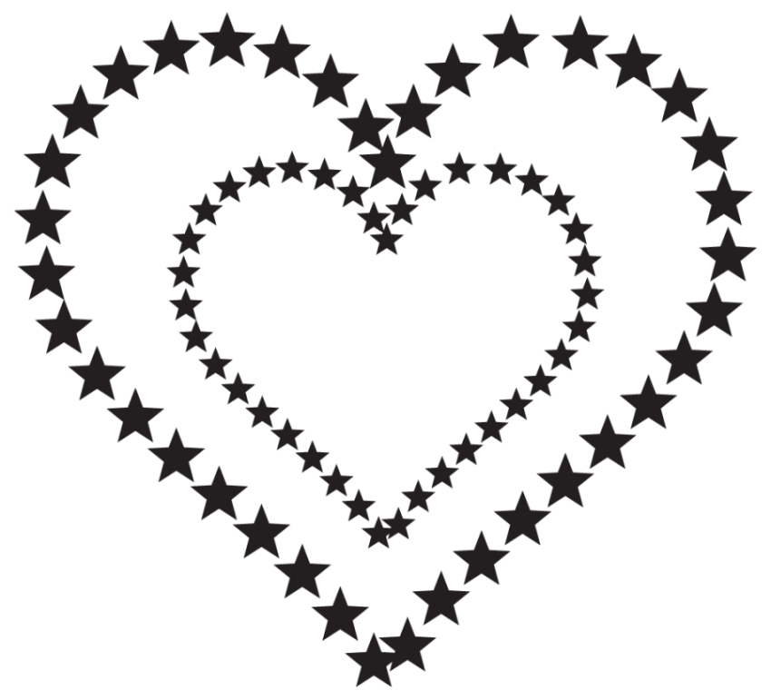 Heart Shaped Vector Art With Stars PNG Transparent Background