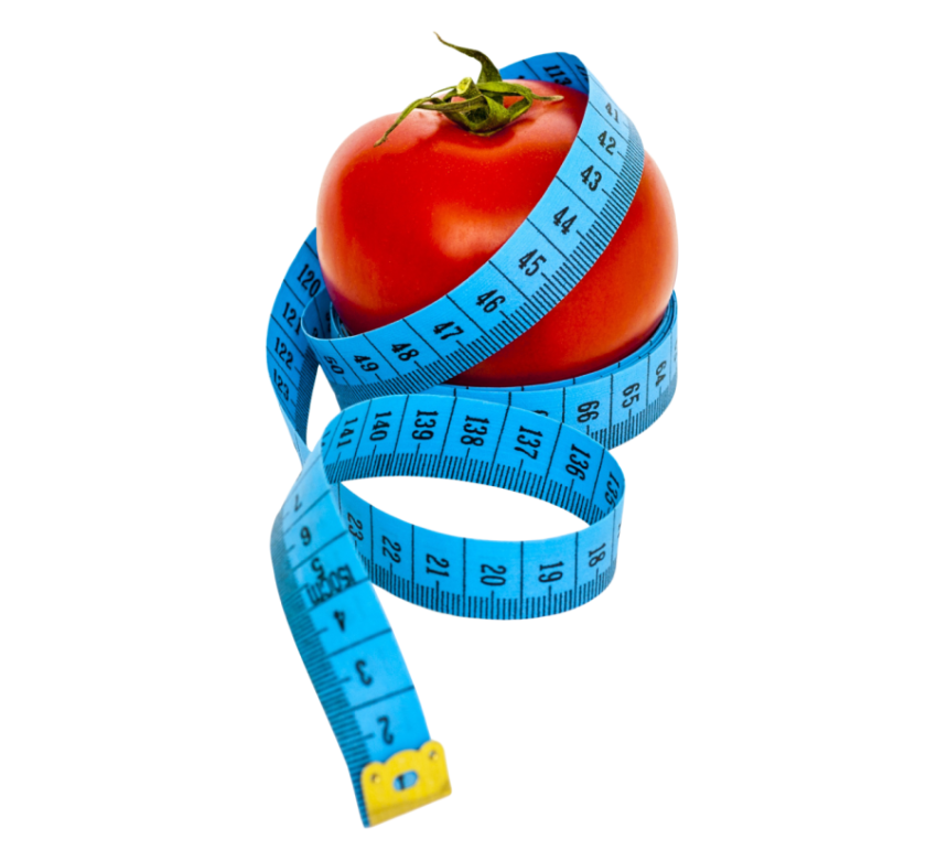 Fitnes Measure Tape On Tomato PNG Free Transparent