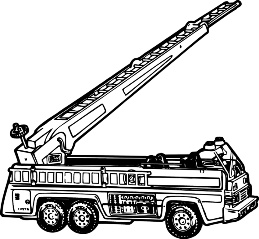 Black & White Fire Truck PNG Image Free Download