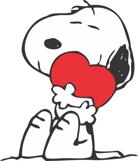 Snoopy Hugging Heart PNG Transparent Free Download