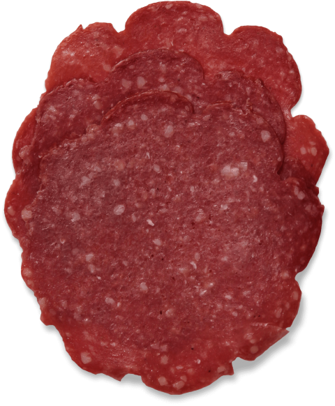 Three Red Salami Slices,, Thin Slices Of Salmon,Delicious Flavour,HD Salami Slices Photo Free Download PNG Image,Transparent Background