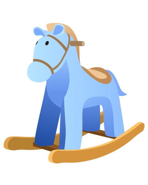 Blue wooden horse toy PNG Free Download