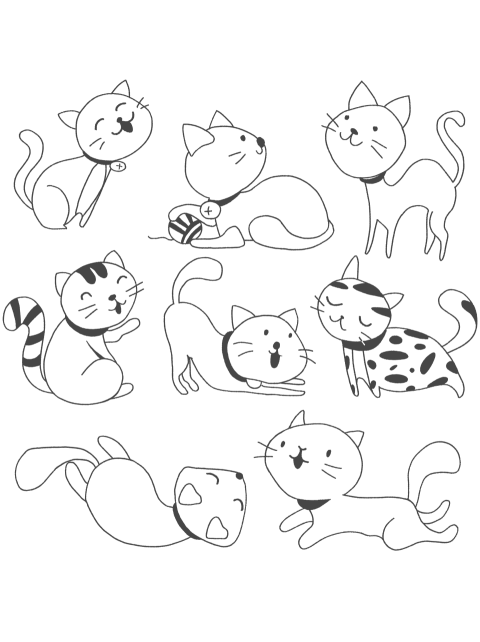 Various cats vector stick figure PNG free Download