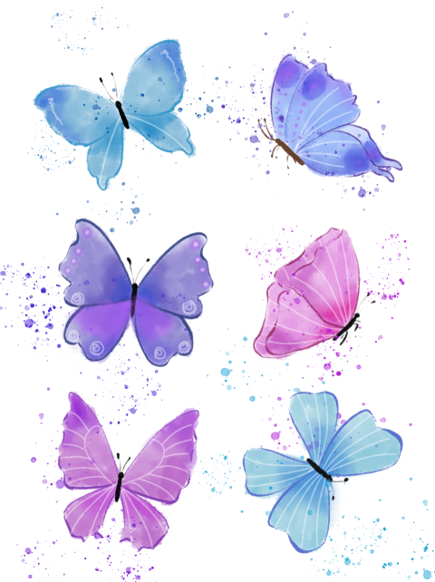Watercolor butterfly material PNG Download