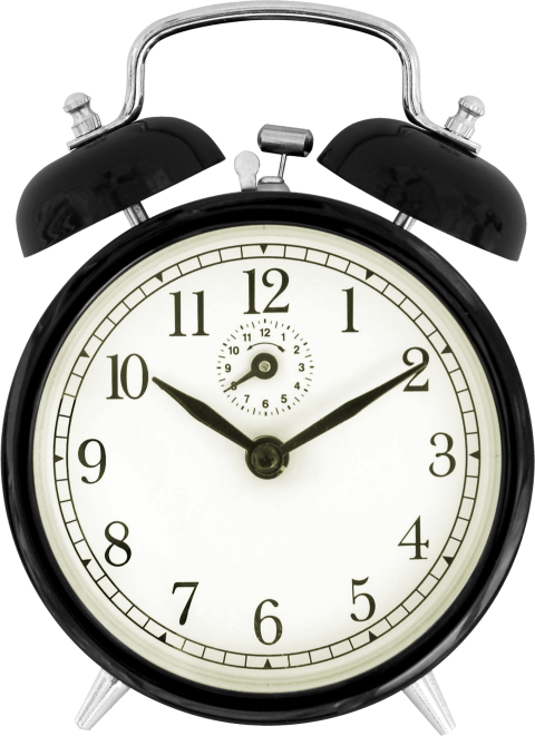 Black & White Alarm Clock PNG Free Photo