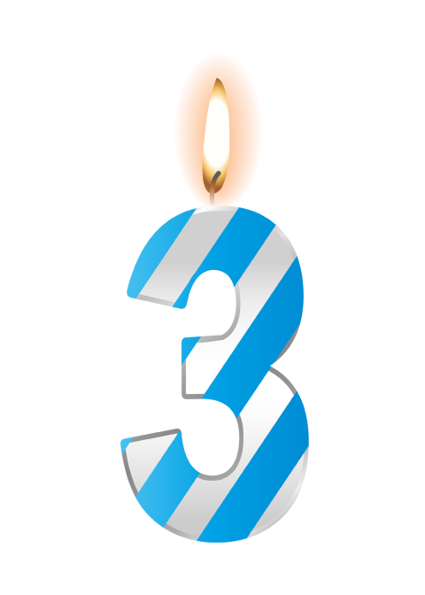 Happy Birthday No 3 Numeric Candle PNG Image