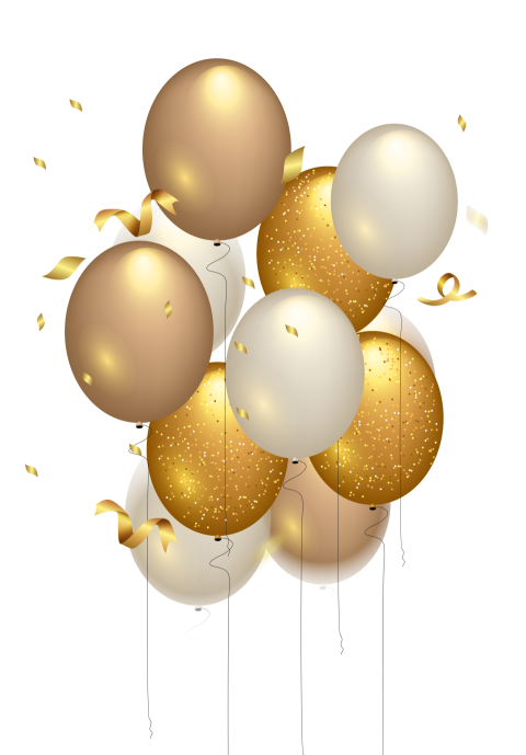 Gold & White Birthday Balloons PNG Picture