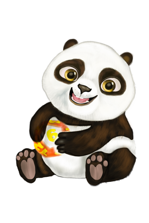 Panda xiong bao baby hand painted Free PNG Download
