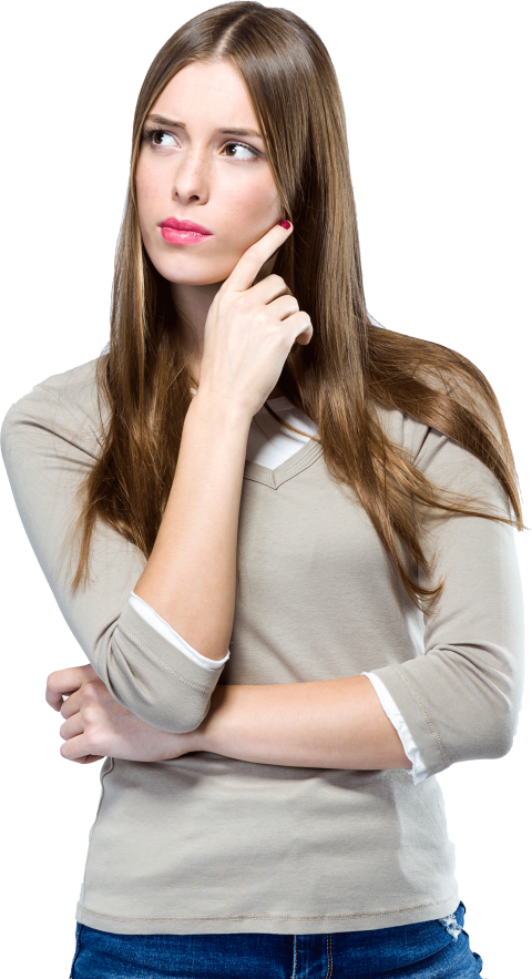 Standing Thinking Woman PNG Image Free Photo