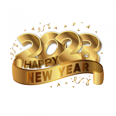 Happy new year 2023 celebration golden color free png