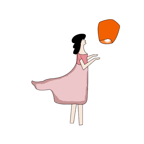HD Vector Graphic Cartoon Girl With Sky Lantern  Charactor PNG Picture Transparent Free Download