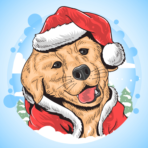 Christmas dog  claus animal PNG Download