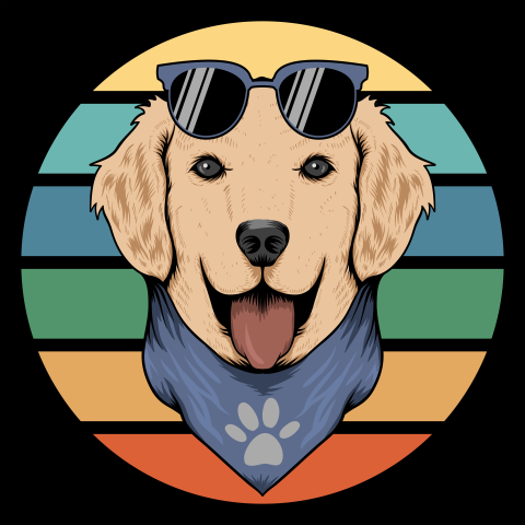 Dog retro bandana vector illustration PNG Free Download