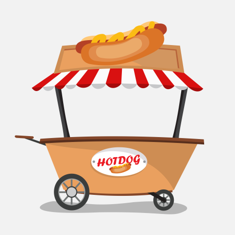 Hot dog seller in cart Free Download Png