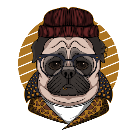 Pug dog cool vector illustration Free PNG Download
