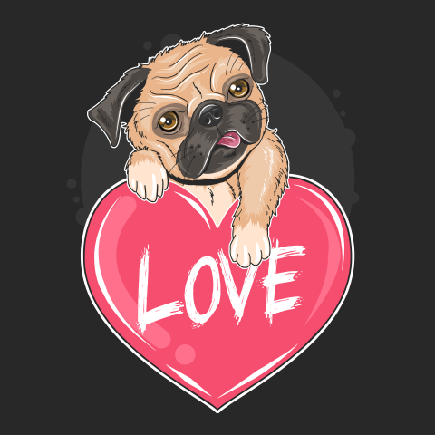 Pug dog lover valentine puppy Free PNG
