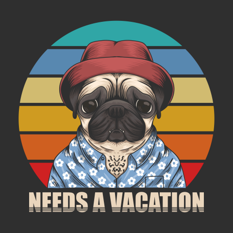 Pug dog need vacation vector Free Download