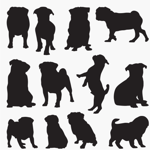 Pug dog silhouette PNG Free Download